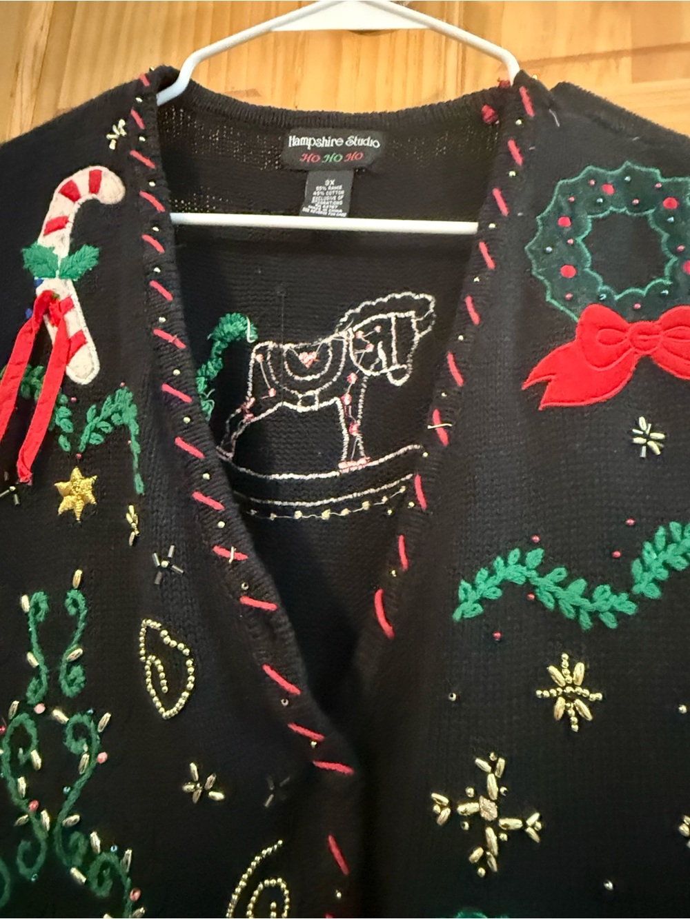 Hampshire studio Holiday Embroidered Vest - Black size 3x - Picture 6 of 8